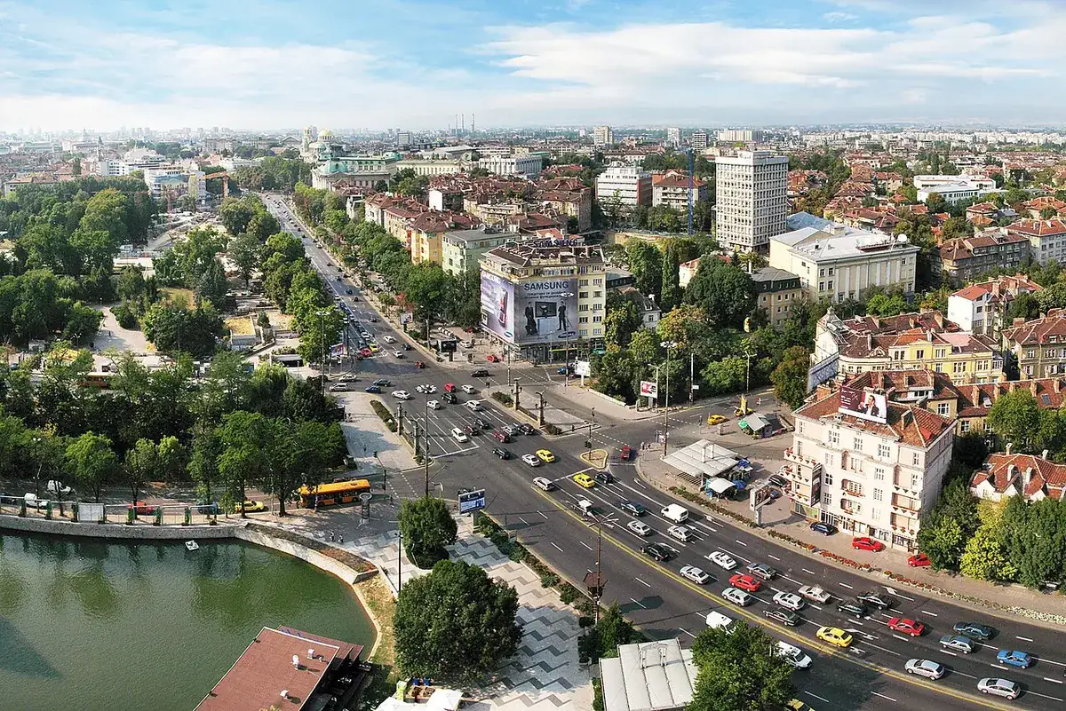 Центърът на София, погледнат отвисоко